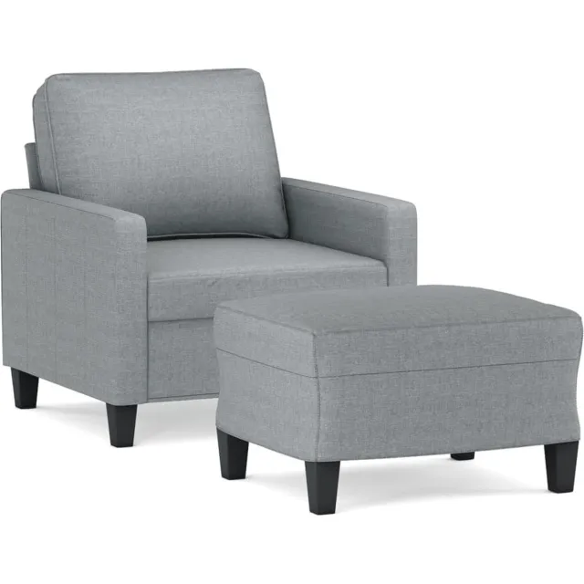 vidaXL Fauteuil - met - voetenbank - 60 - cm - stof - lichtgrijs