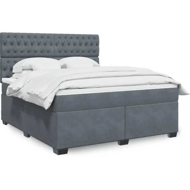 vidaXL Boxspring met matras fluweel donkergrijs 180x200 cm grijs