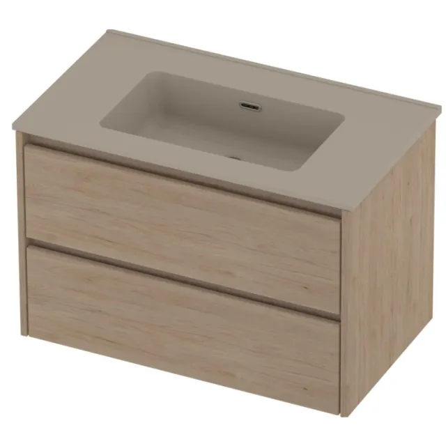 Proline Tribute Badmeubelset Porselein Elegant 80x46x54 cm Mat Crème Cotton Ideal Oak Eiken