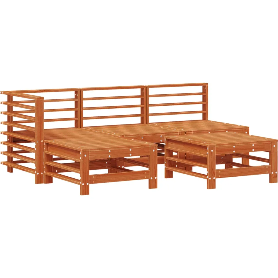vidaXL Tuin loungeset 5 st Wasbruin Massief grenenhout