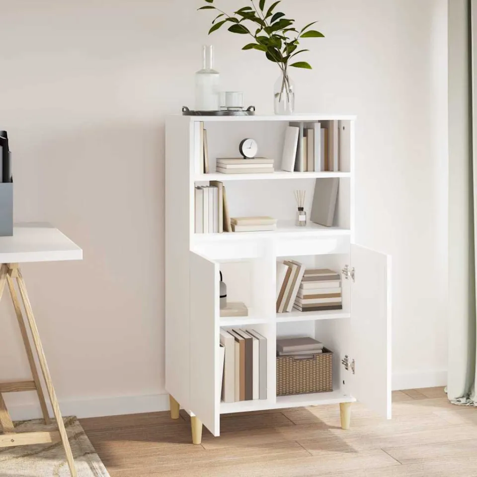 vidaXL Hoge kast Wit 60 x 36 x 110 cm Bewerkt hout, foto 3