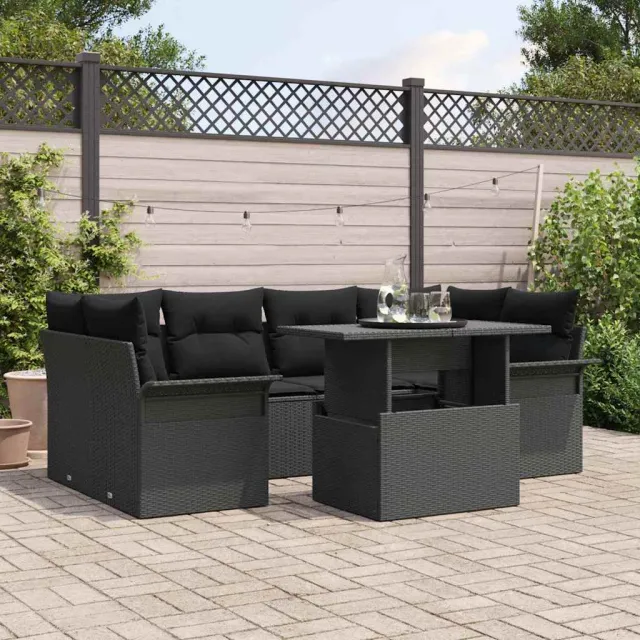 vidaXL Tuin Sofa Set 7 st Zwart poly rattan, foto 2