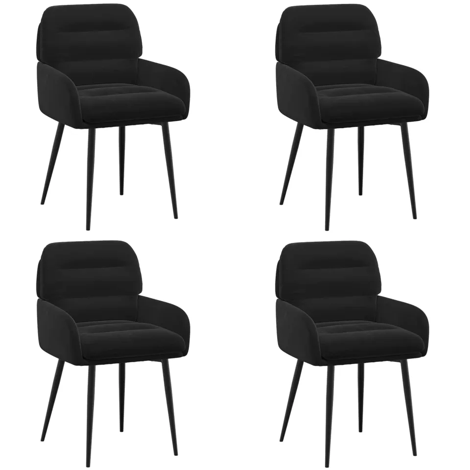 vidaXL Eettafelstoelen 4 st fluweel Zwart 59 x 59,5 x 90 cm, foto 3