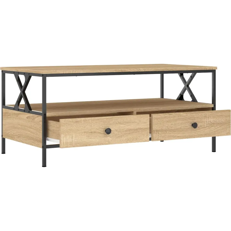 vidaXL Salontafel 100x51x45 cm bewerkt hout sonoma eikenkleurig Bruin
