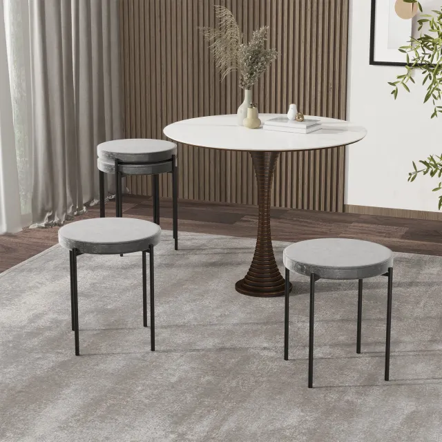 WUVRIE Set van 4 eetkamerkrukken 41,5 x 41,5 x 46 cm - Stapelbaar - Donkergrijs