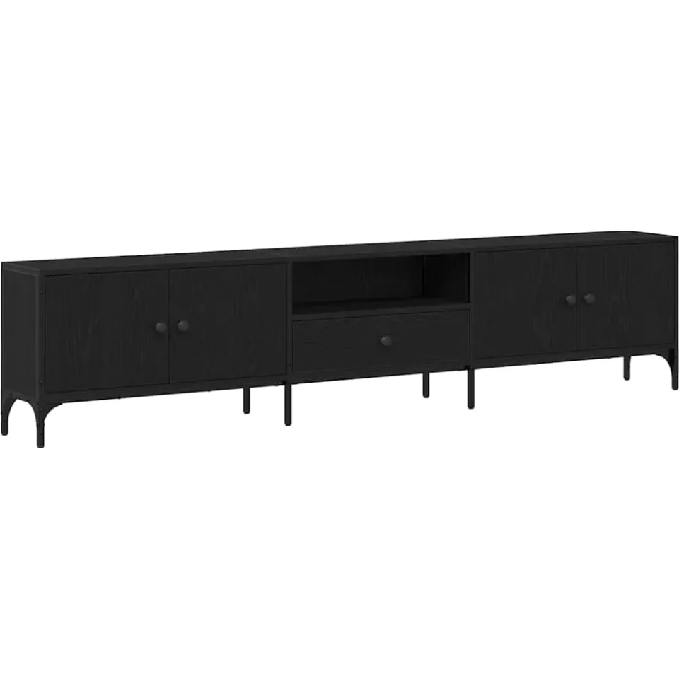 vidaXL TV-kast 200 x 25 x 44 cm Zwart eiken Bewerkt hout