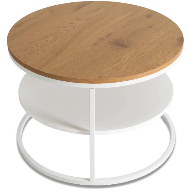 Mebel Elite BEST - Salontafel - 70 cm - Eikenhout en wit - Met extra plank Eikenhout;Wit
