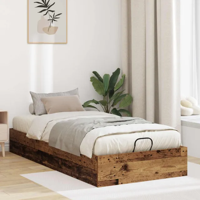 vidaXL Ottoman Bedframe Oud hout 80,5 x 200 cm Geconstrueerd hout Bruin