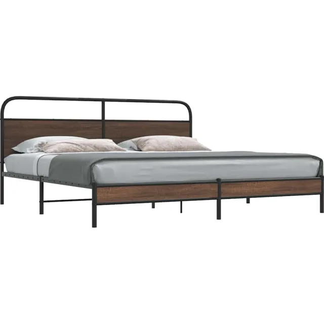 vidaXL Bedframe zonder matras metaal bruin eikenkleur 193x203 cm