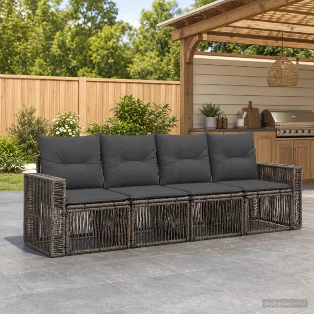 vidaXL Tuinbankenset 4 st Grijs en Donkergrijs poly rattan