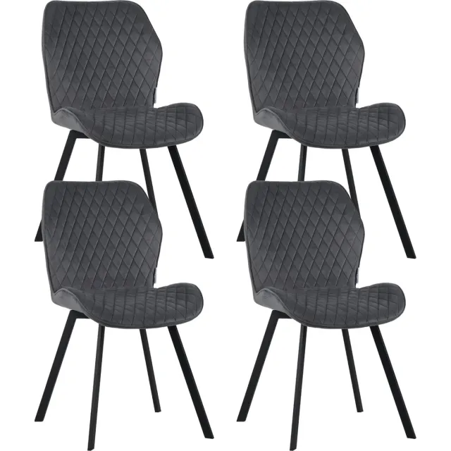 Colenis Rio eetkamerstoel - Set Van 4 - Grijs - Fluweel - Velvet - Industrieel - Stoel