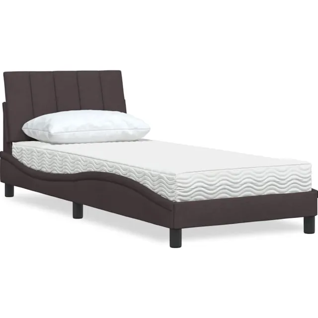 vidaXL Bed met matras "Hanko" stof donkerbruin 90x200 cm