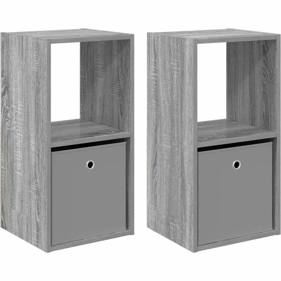 vidaXL Nachtkastje 2 st Grijs Sonoma 35 x 32 x 68,5 cm Bewerkt hout, foto 3