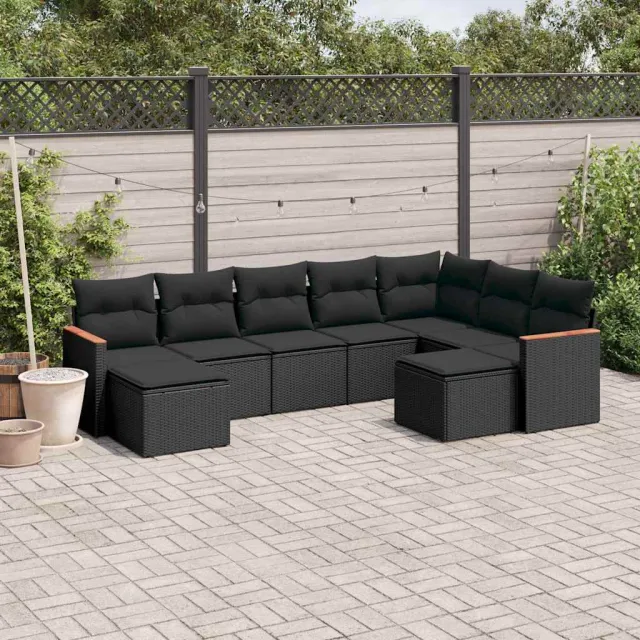 vidaXL Patio Sofa Set 9-zits Black, foto 2