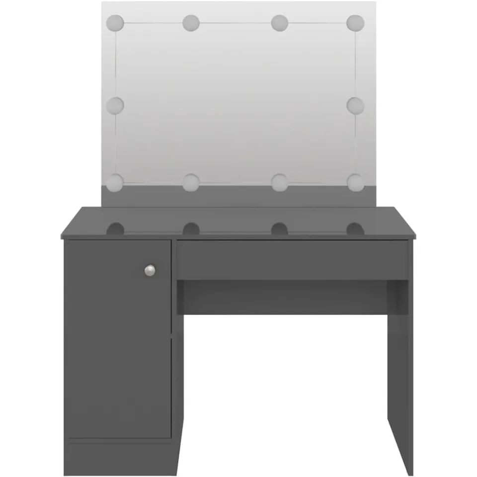 vidaXL Kaptafel met LED's 110x55x145 cm MDF glanzend grijs