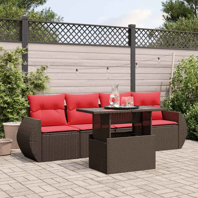 vidaXL 5-delige tuinbankset met kussens, bruin polyrotan, foto 2