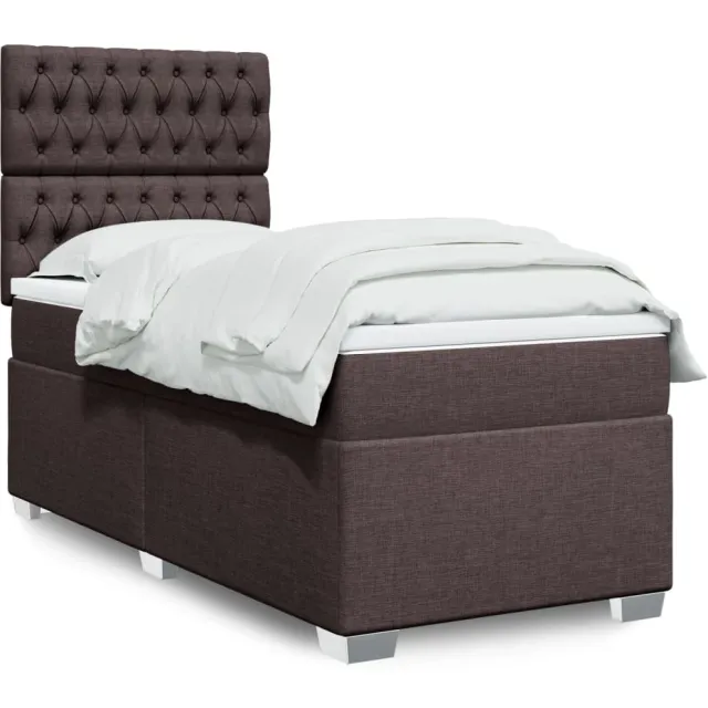 vidaXL Boxspring met matras stof donkerbruin 90x190 cm bruin