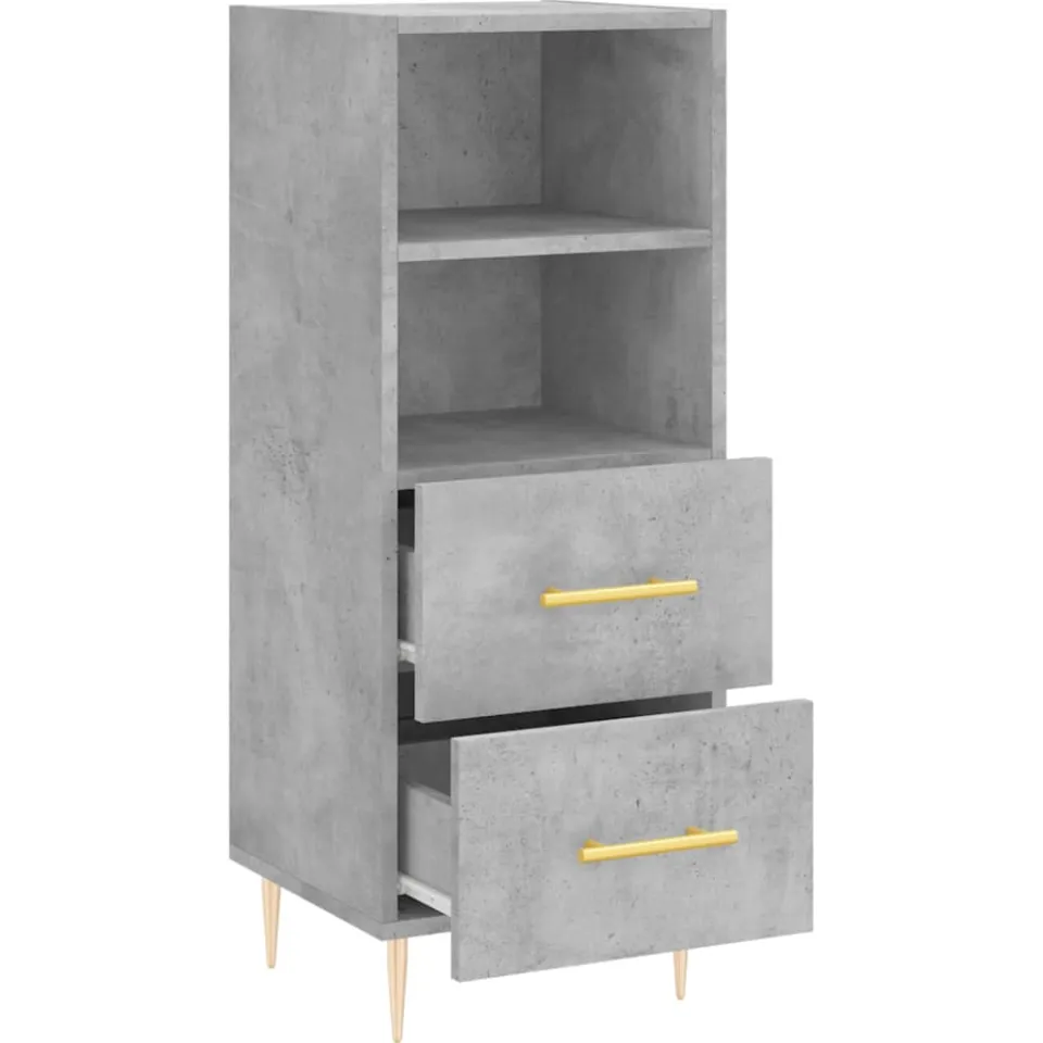vidaXL Dressoir 34,5x34x90 cm bewerkt hout betongrijs