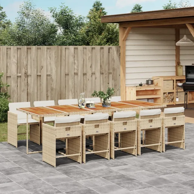 vidaXL 11-delige Tuinset met kussens poly rattan beige, foto 2