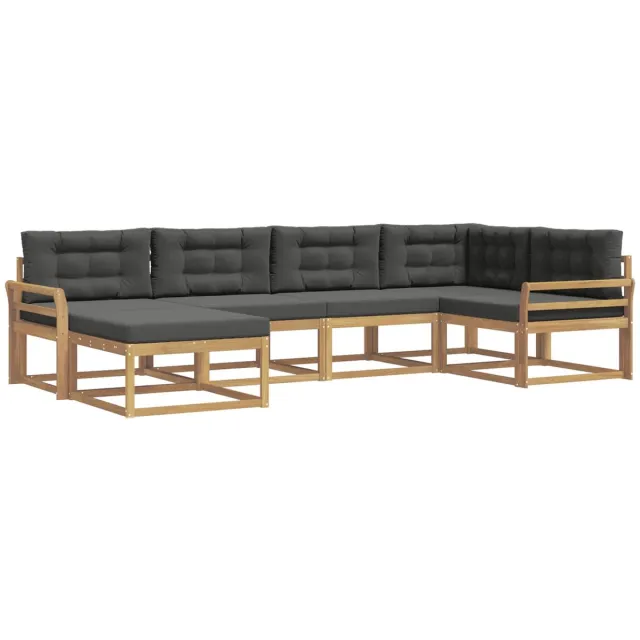 vidaXL Buiten - bank - set - 6 - st - 6-zits - Wit - en - antracietkleurig - Polyester Wit en antracietkleurig