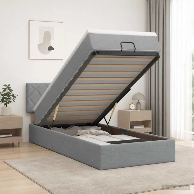 vidaXL Ottoman bed met matras Lichtgrijs 100 x 200 cm Stof