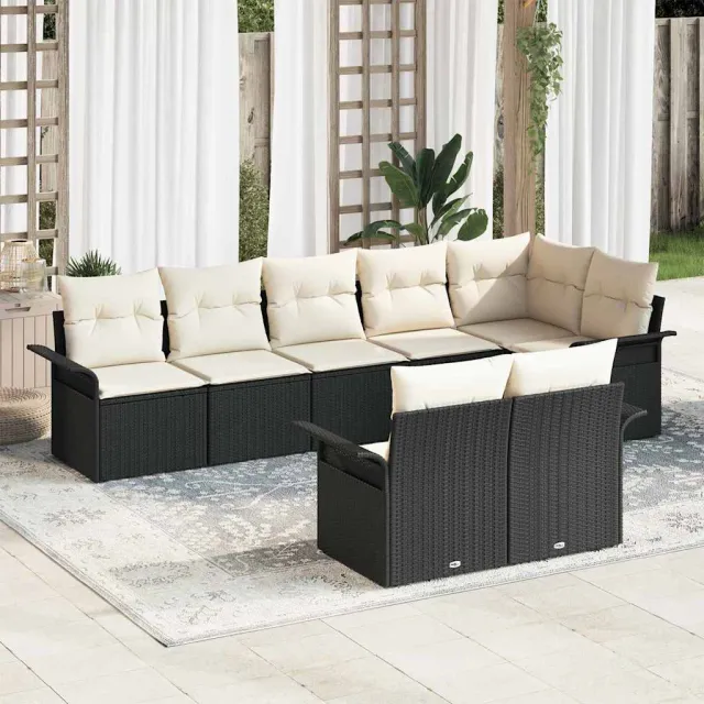 vidaXL Tuin Sofa Set 8 st Zwart poly rattan, foto 2