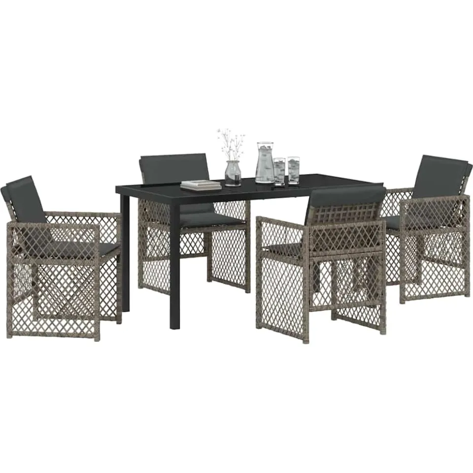 vidaXL Tuin eettafelset 5 st Grijs poly rattan