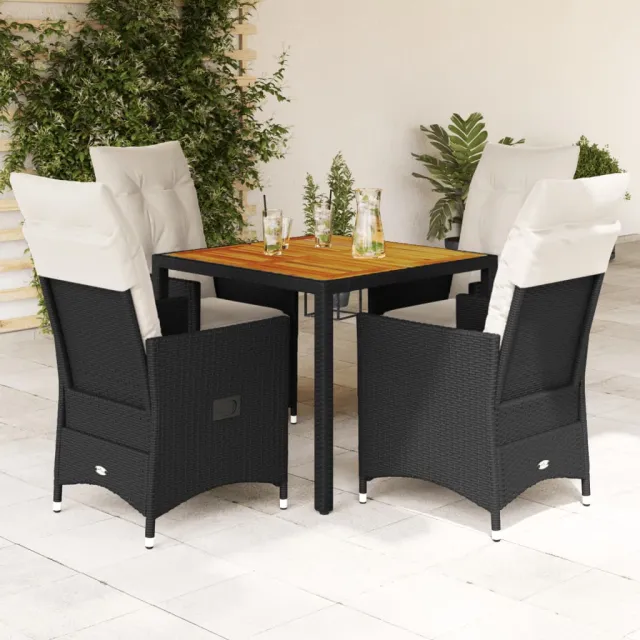 vidaXL 5-delige Tuinset met kussens poly rattan zwart, foto 2
