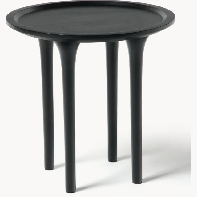 Westwing Collection Ronde bijzettafel Jeani van mangohout Zwart