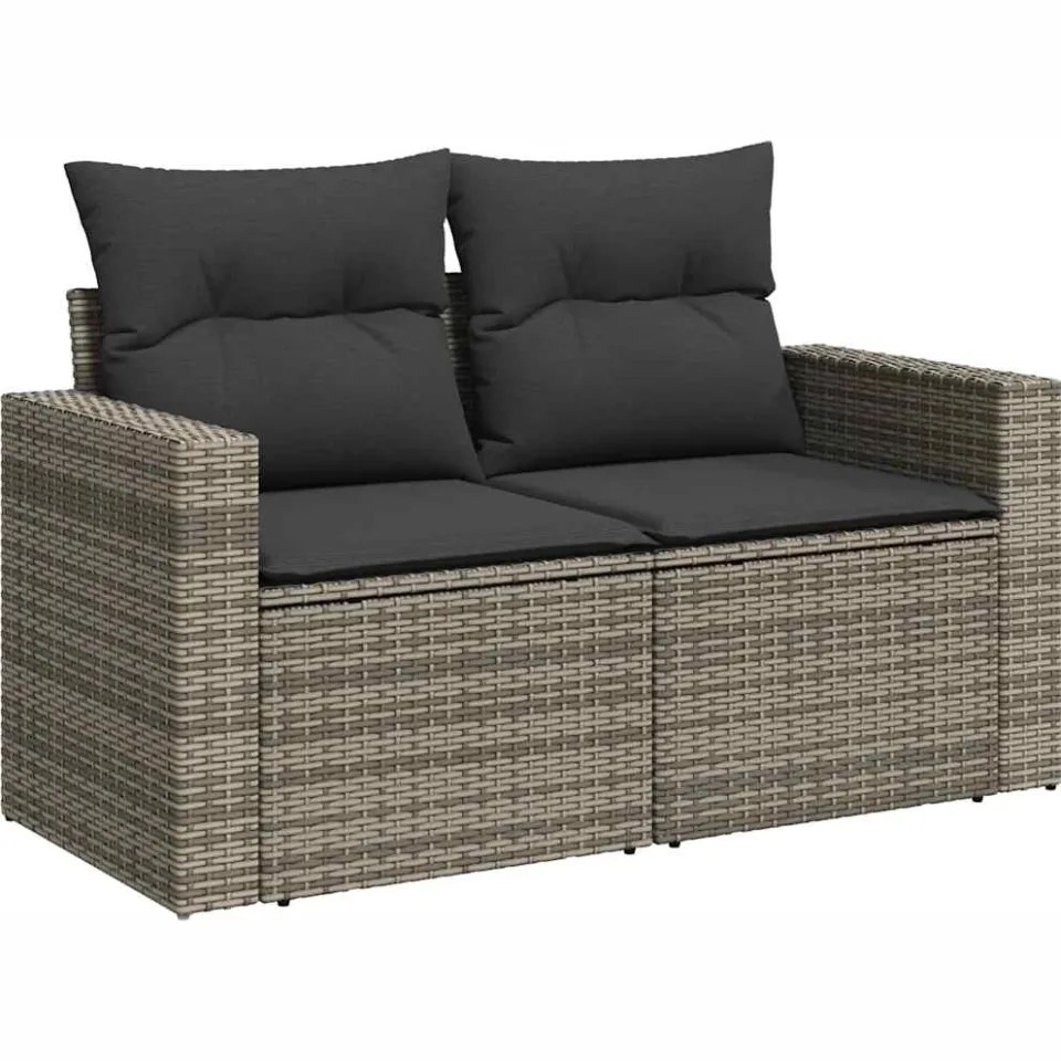 vidaXL 6-delige Loungeset met kussens poly rattan grijs, foto 4