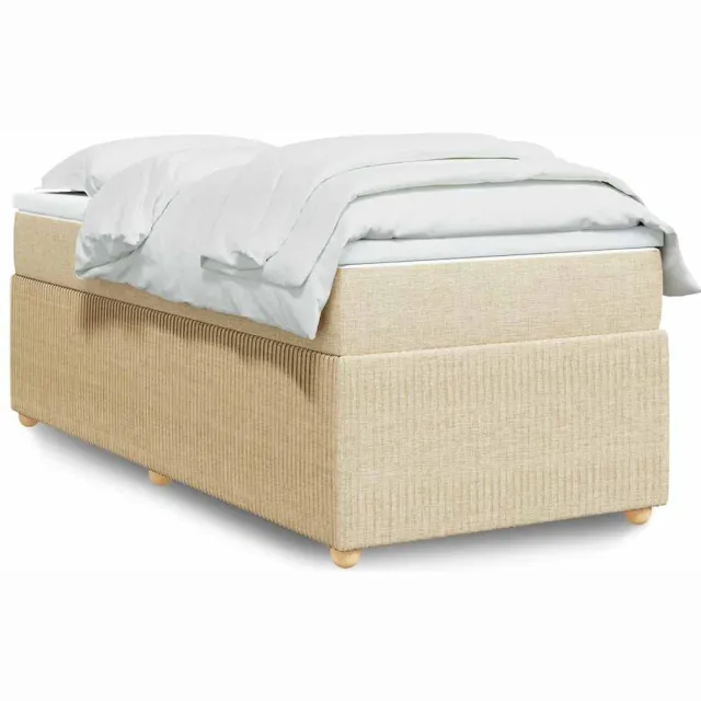 vidaXL Boxspring met matras stof crèmekleurig 80x200 cm