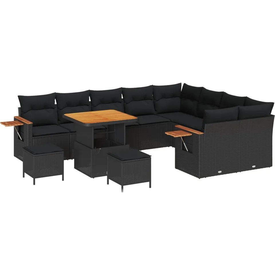 vidaXL Tuinbankenset 12 st Zwart poly rattan