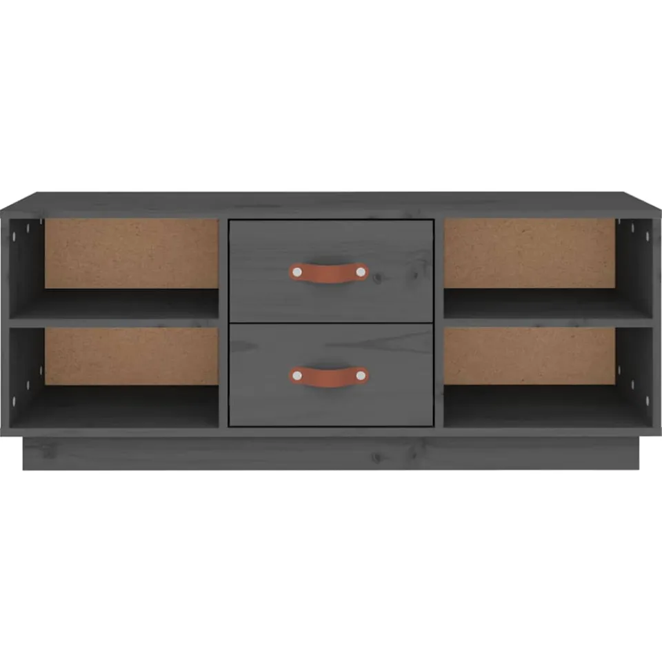 vidaXL Tv-meubel 100x34x40 cm massief grenenhout grijs, foto 3