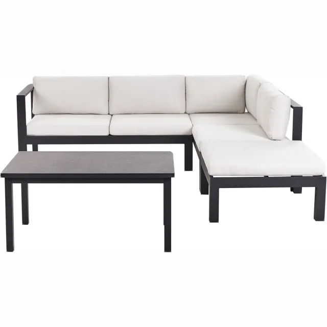 Beliani MESSINA - Loungeset voor 5 - Gebroken wit/Zwart - Aluminium