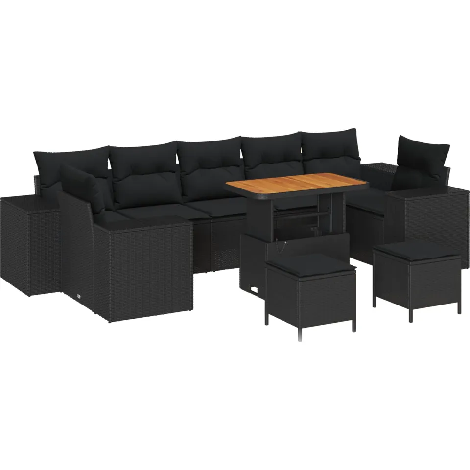 vidaXL Tuin Sofa Set 10 st Zwart poly rattan