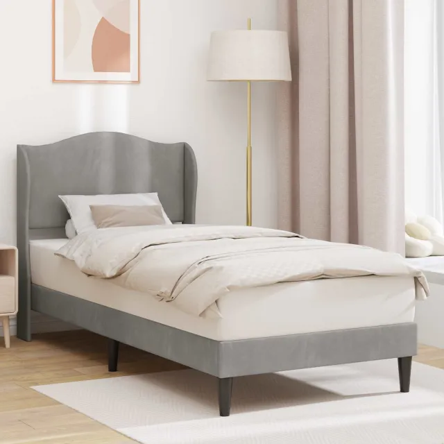 vidaXL Bedframe met hoofdeinde Lichtgrijs 90 x 190 cm Fluweel