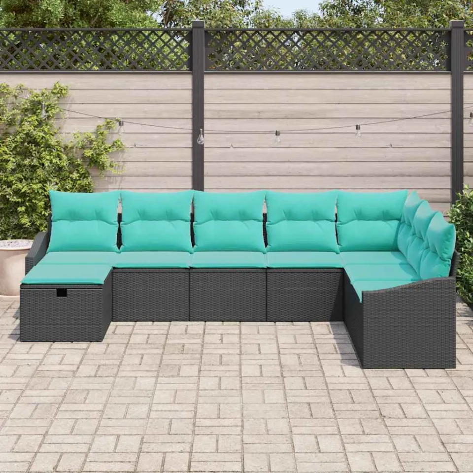 vidaXL Tuin Sofa Set 8 st poly rattan zwart, foto 3