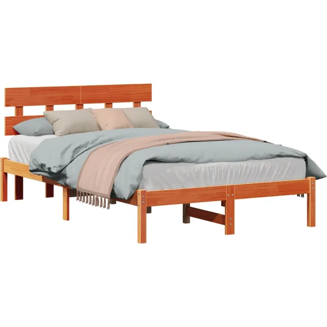 vidaXL Bedframe met hoofdeinde Bruin 120 x 200 cm Massief grenenhout