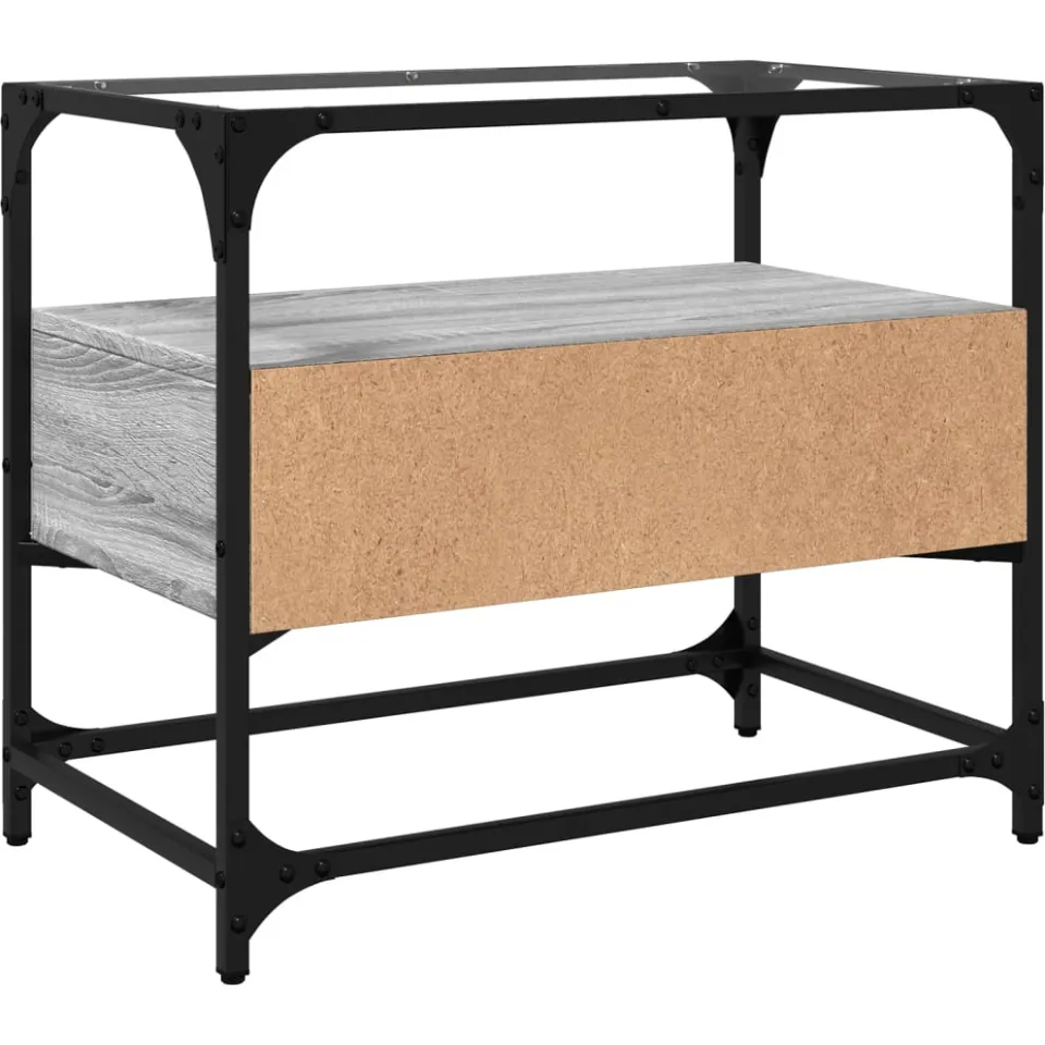 vidaXL Tv-meubel met glazen blad 60x35x51 cm bewerkt hout grijs sonoma, foto 4