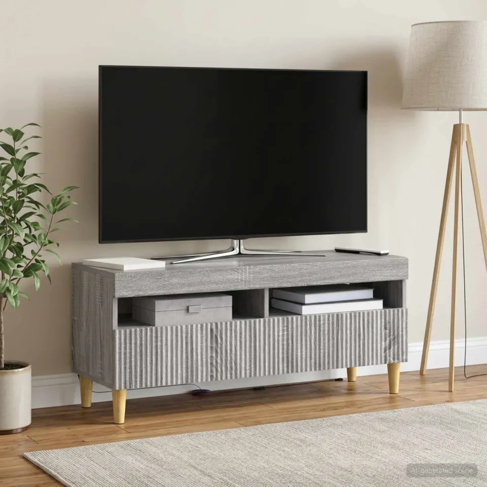 vidaXL LED tv-meubel ARNHEM 100 x 35 x 43 cm Grijs Sonoma Bewerkt hout, foto 4