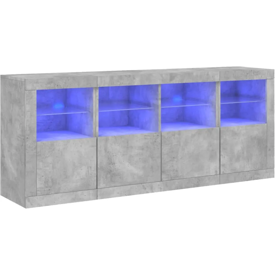 vidaXL Dressoir met LED-verlichting 163x37x67 cm betongrijs