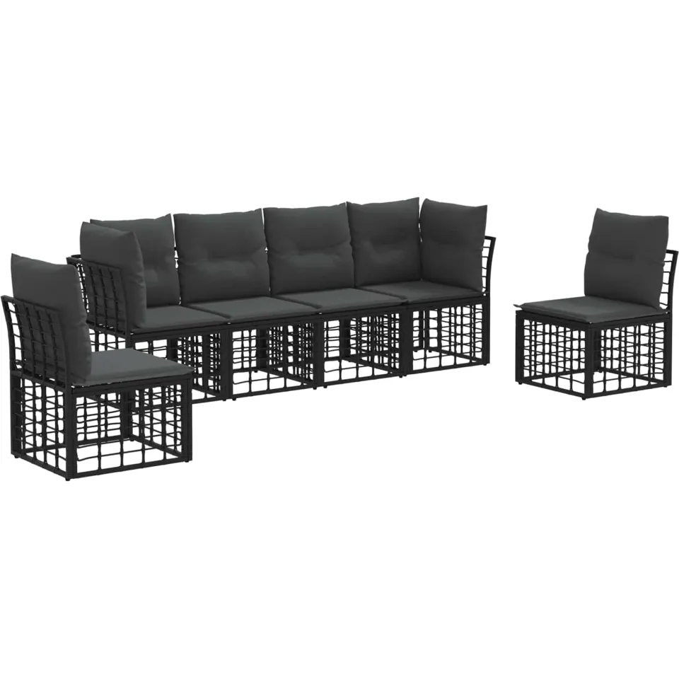 vidaXL Buiten bankenset Zwart Polyester, foto 3