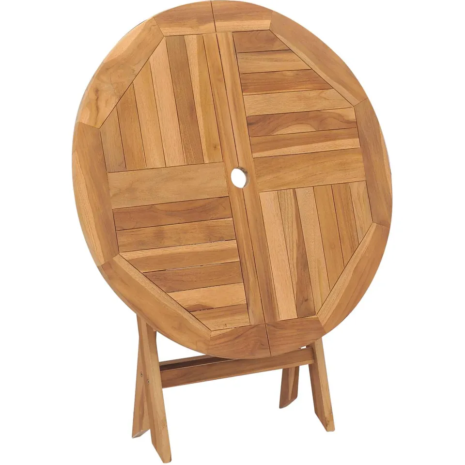 vidaXL Vouw Tuin Tafel Naturel Ø 90 x 75 cm Massief Teakhout Bruin
