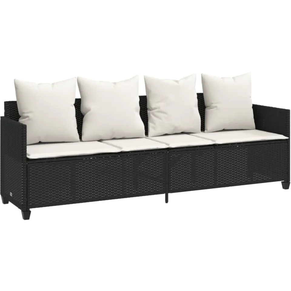 vidaXL 5-delige Loungeset met kussens poly rattan zwart