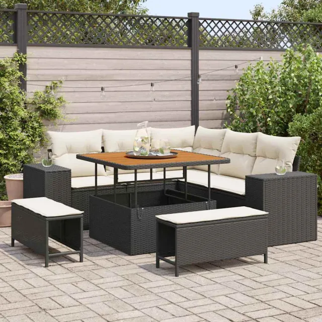 vidaXL Tuin Sofa Set 8 st Zwart poly rattan, foto 2