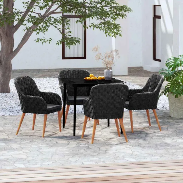 vidaXL 5-delige Tuinset met kussens zwart, foto 2