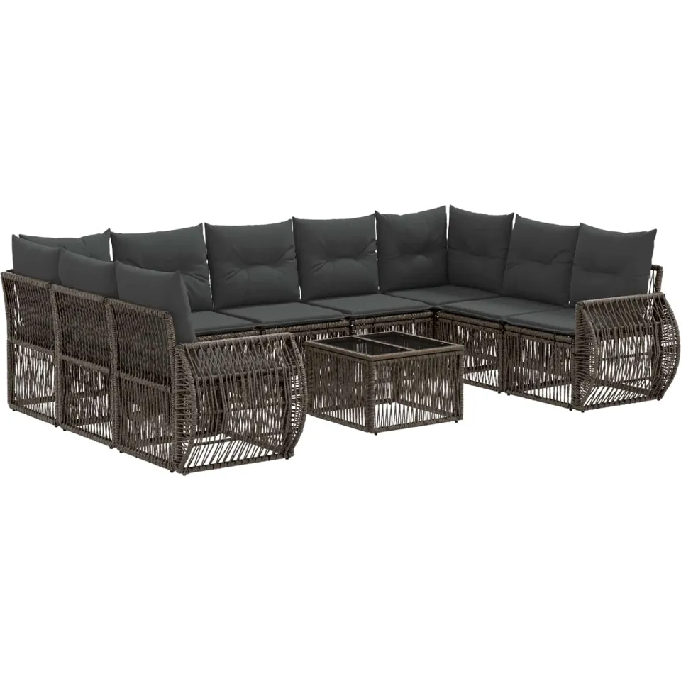 vidaXL Tuinbankenset 10 st Grijs en Donkergrijs poly rattan, foto 3