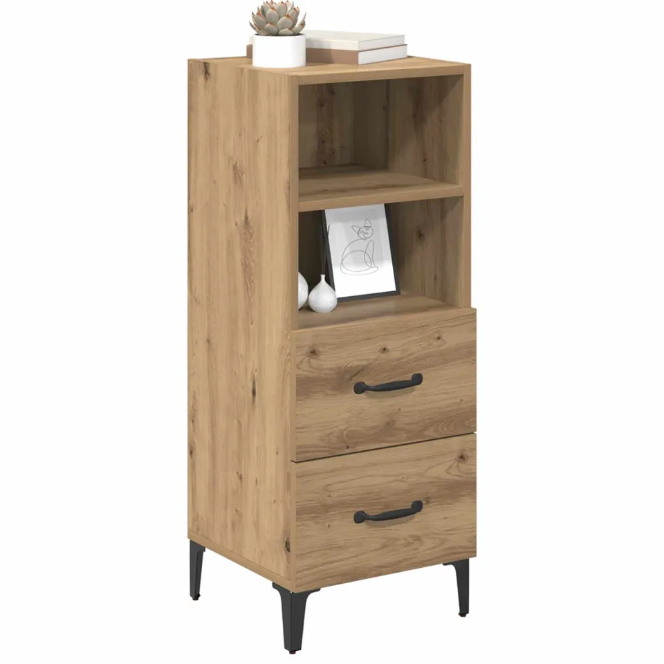 vidaXL Dressoir artisanaal eikenkleurig 34 x 34.5 x 90 cm Bewerkt hout Bruin