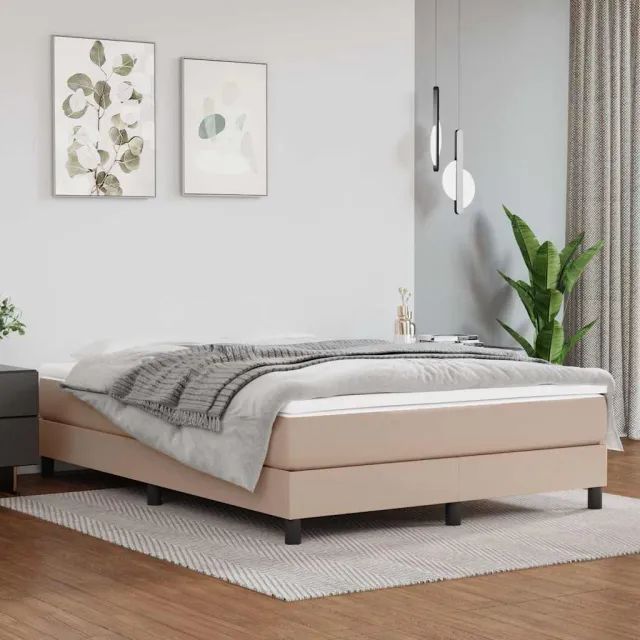 vidaXL Pocketveringmatras medium 140x200x20 cm kunstleer cappuccinokleurig Bruin