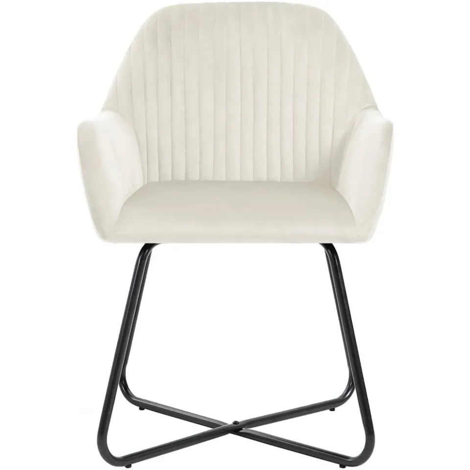 vidaXL Eetkamerstoelen 4 st fluweel crèmekleurig, foto 3